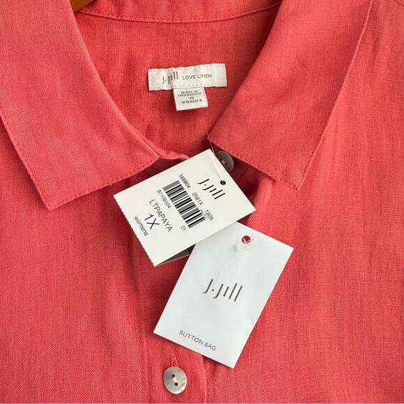 NEW  J.Jill 100% Linen Tunic  Light Papaya  Size 1X - Picture 12 of 14